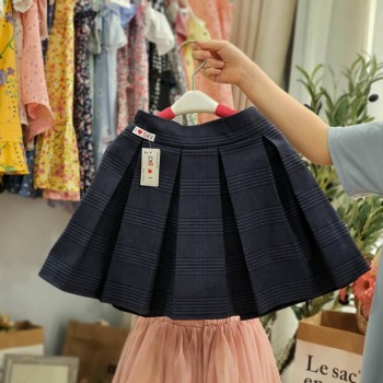 Chân váy kẻ học sinh xếp ly kèm quần cotton bên trong size 7-15